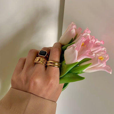 Square Cocktail Gold Ring Bloome