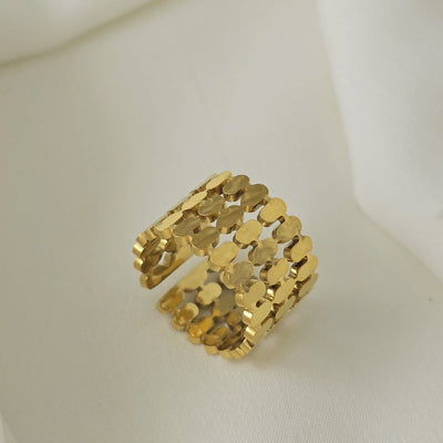 Bold Square Layered Gold Ring-Adjustable Bloome