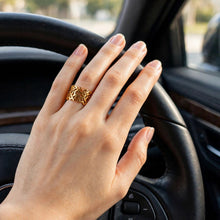 Load image into Gallery viewer, Leaf Adjustable Gold Ring – Timeless Elegance with Lasting Shine Bloome