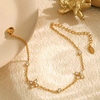Dainty Crystal Flower Hand Chain Bracelet Bloome