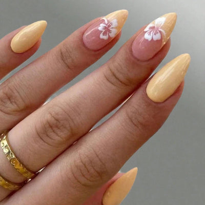 Peach Floral Nails Bloome