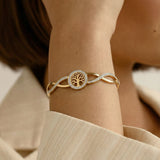 Glimmer & Grace Women's Tree of Life Bangles with Cubic Zircon – Stainless Steel