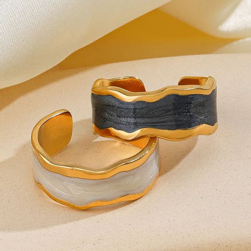 Marble Adjustable Gold Plated Ring Bloome