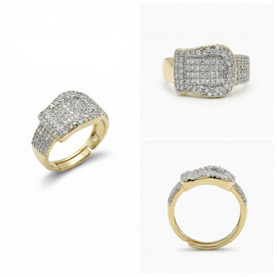 Buckle Gold Plated Ring | Adjudtable Bloome