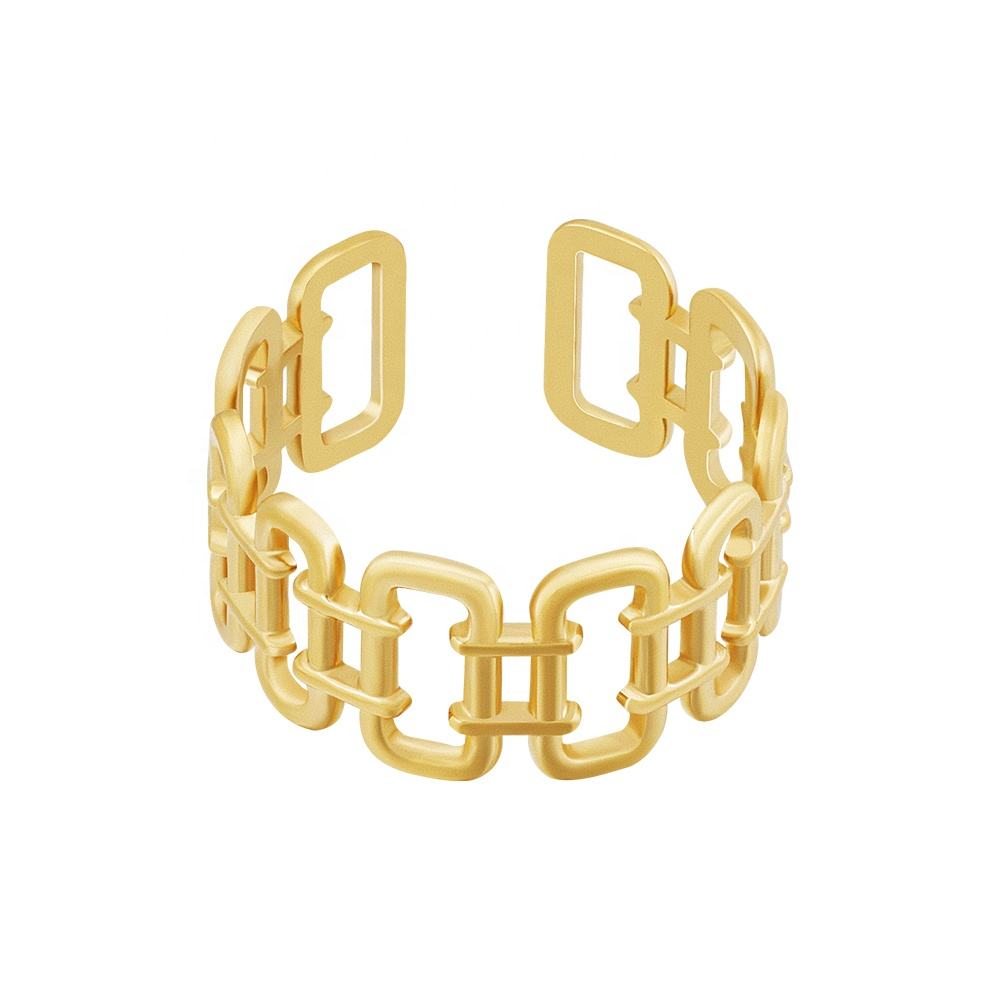 Geometric Oval Chain Ring Stainless Steel