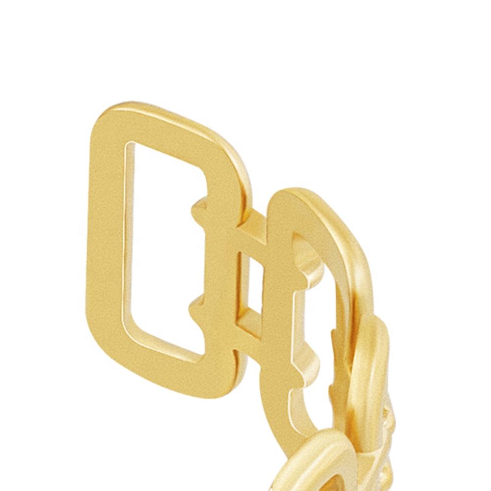 Geometric Oval Chain Ring Stainless Steel