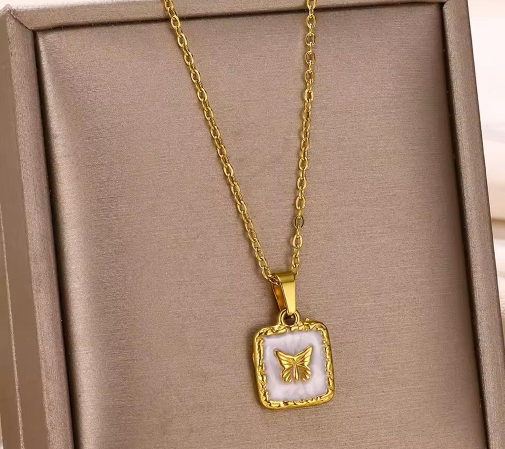 Butterfly necklace gold plated