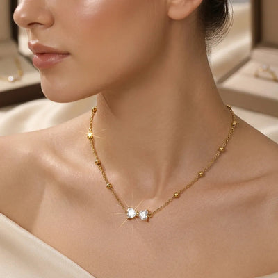 Crystal bow necklace Bloome.pk