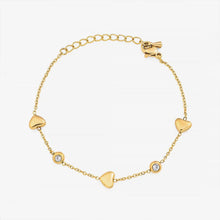 Load image into Gallery viewer, Allure Heart Sparkle Bracelet – 18K Gold-Plated Adjustable Chain