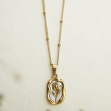 Load image into Gallery viewer, Pearl Golden Rose Pendant Necklace with Chain | Anti-Tarnish