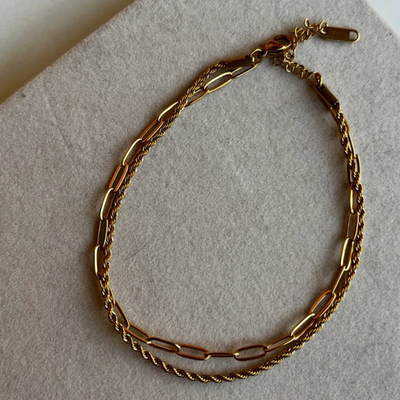 Twilight Layers – 2-Layer Anti-Tarnish Gold Anklet | Waterproof & Fade-Resistant Bloome