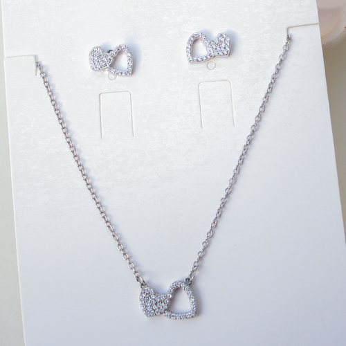 Double Heart Silver Set