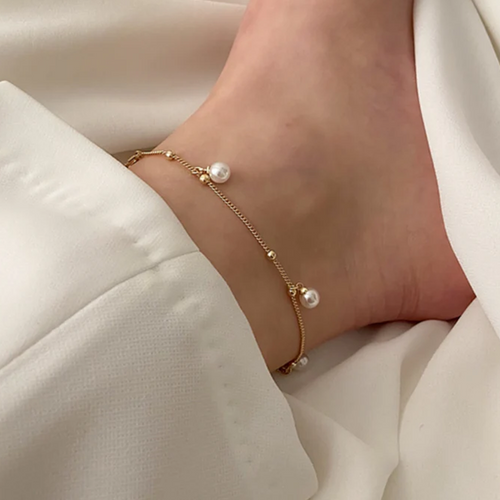 Pearl Blossom  Anti-Tarnish Gold Plated Anklet