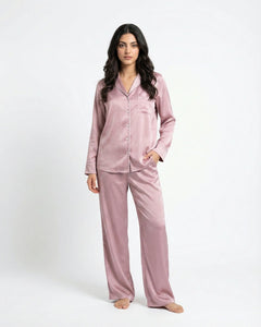 Blush pink satin pajama set - Bloome