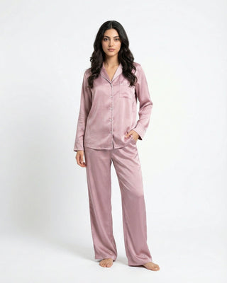 Blush pink satin pajama set - Bloome