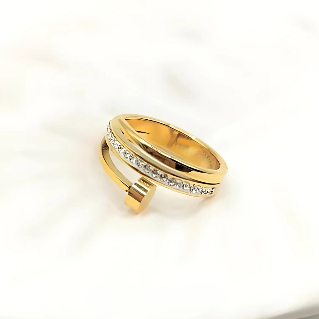 Crystal Nail Stainless Steel Ring