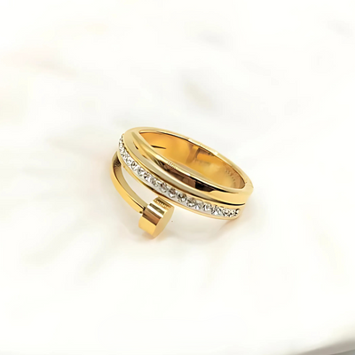 Crystal Nail Stainless Steel Ring Bloome