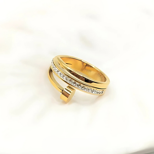 Crystal Nail Stainless Steel Ring