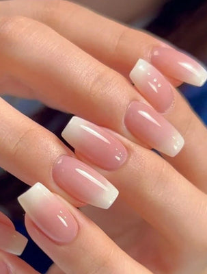 Classic Pink-White Nails Bloome