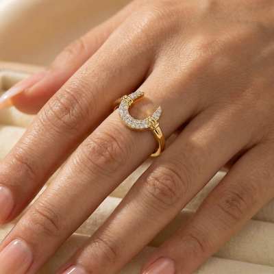 Crescent Gold Ring - Adjustable Gold Rings for Women | Bloome.pk Bloome