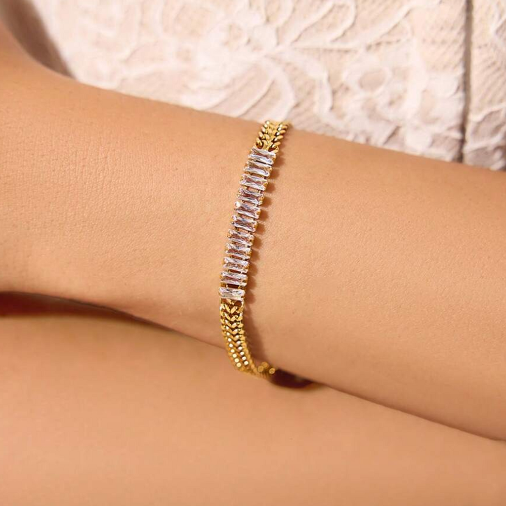 Gold plated crystal bracelet