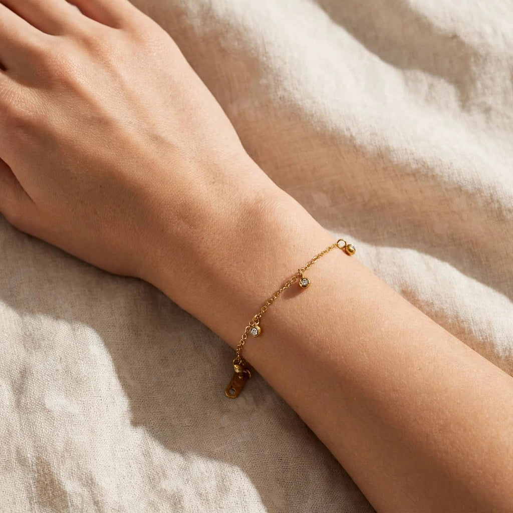 Dainty Beaded Ball Bracelet – Gold Stainless Steel Bracelet Bloome