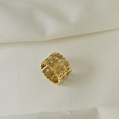 Bold Square Layered Gold Ring-Adjustable Bloome
