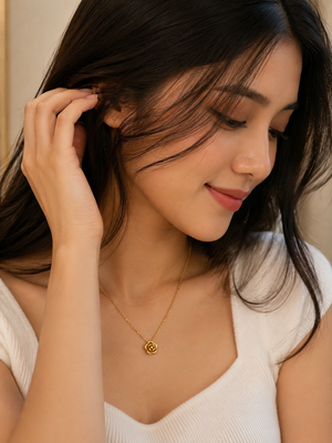 Golden Rose Flower Necklace Bloome