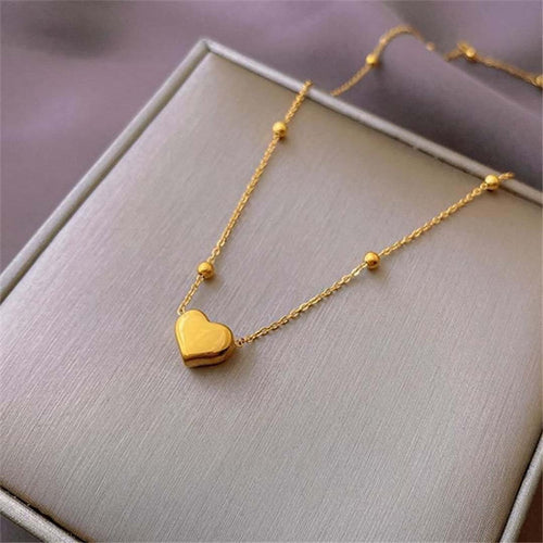 Gold Plated Heart Necklace – Waterproof Stainless Steel Jewelry for Women