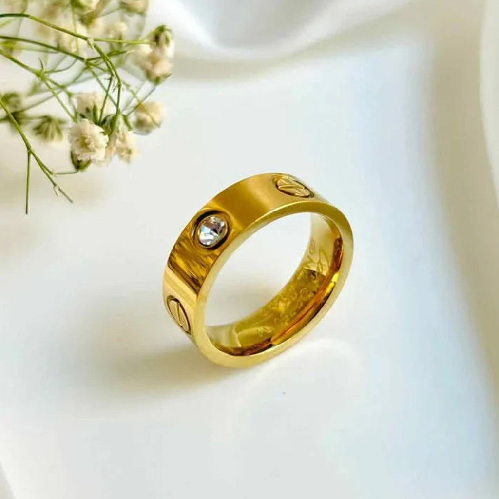 Golden Stone Ring – Stainless Steel