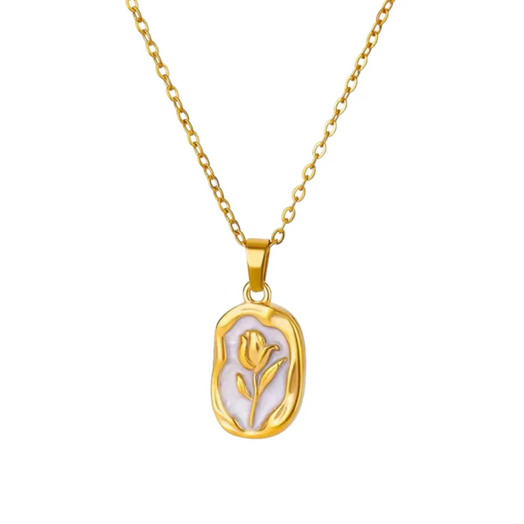 Golden Rose Chain Pendant with Pearl – Anti Tarnish Daily Wear Necklace for Women


