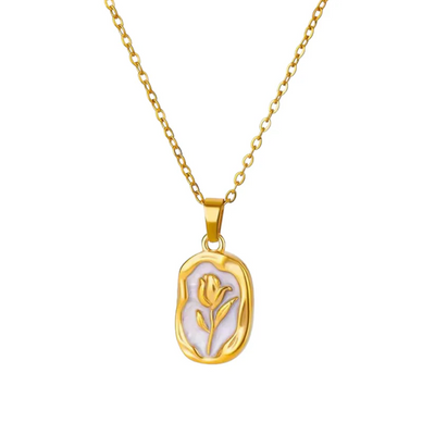 Golden Rose Chain Pendant with Pearl – Anti Tarnish Daily Wear Necklace for Women

