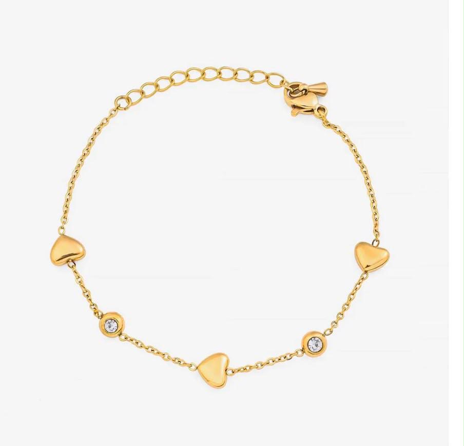 Love Heart Crystal Bracelet – Gold Stainless Steel Bracelet Bloome