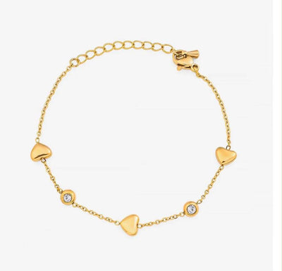 Love Heart Crystal Bracelet – Gold Stainless Steel Bracelet Bloome