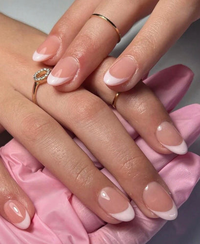 French tip almond nails Bloome