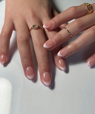 French tip press on nails Bloome