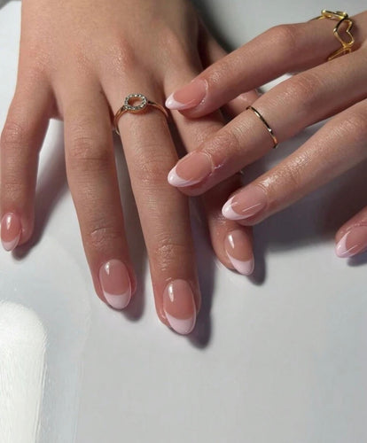 French tip almond nails Bloome