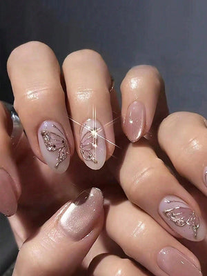 Butterfly Glittery Nails Bloome