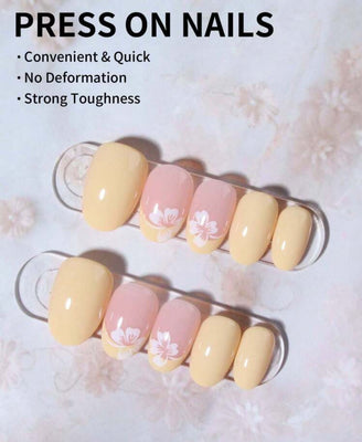 Peach Floral Nails Bloome