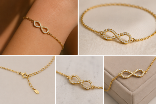 Elegant Infinity Crystal Bracelet – Gold Stainless Steel Bracelet Bloome