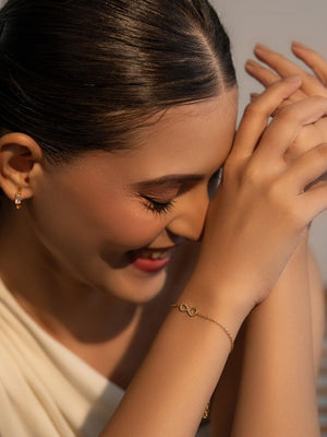 Elegant Infinity Crystal Bracelet – Gold Stainless Steel Bracelet Bloome