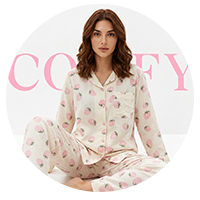 Woman wearing a floral pajama set 