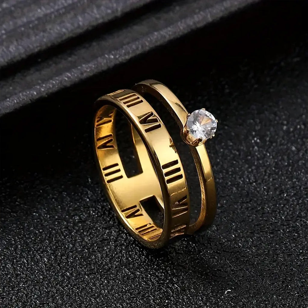 Gold Roman Diamond Ring