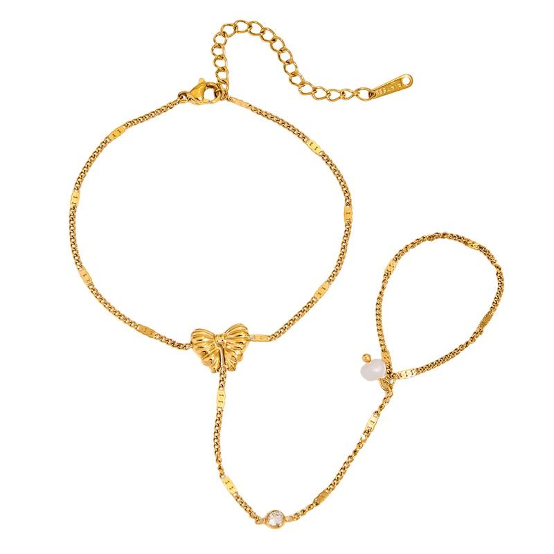 Elegant Bow Hand Chain Bracelet Bloome