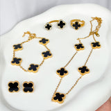 Elegant Clover Jewelry Bundle | 2 Rings, Earrings, Bracelet & Necklace | Anti-Tarnish 5-Piece Set