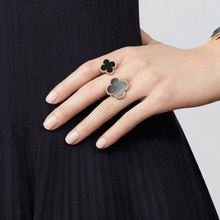 Load image into Gallery viewer, Black Van Cleef-inspired adjustable statement ring