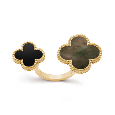 Luxury Onyx Bloom Adjustable Ring with adjustable band