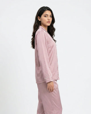 pink satin pajama set - Bloome
