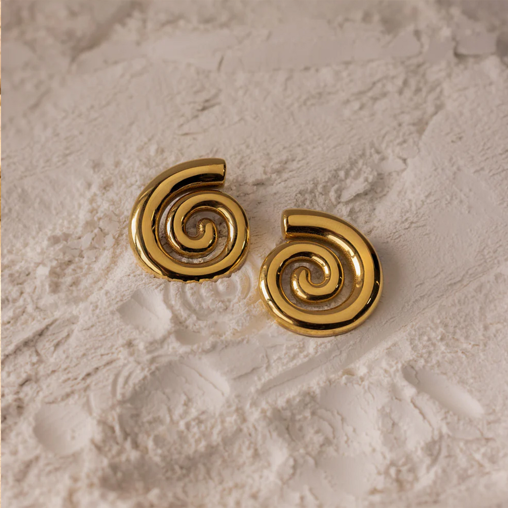 Stainless Steel Gold Spiral Hoop Earrings – Anti-Tarnish & Waterproof