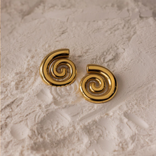 Load image into Gallery viewer, Stainless Steel Gold Spiral Hoop Earrings – Anti-Tarnish &amp; Waterproof